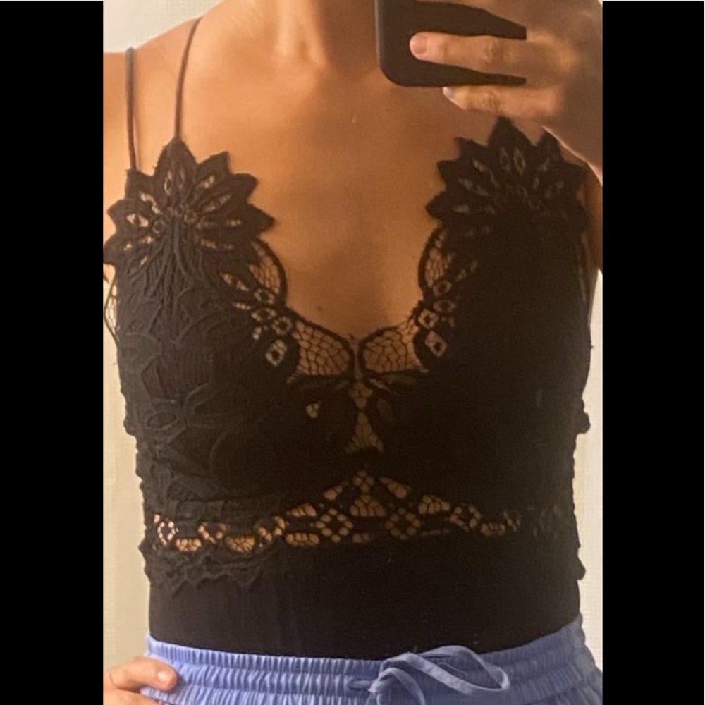 FREE PEOPLE Lace cross body suit
